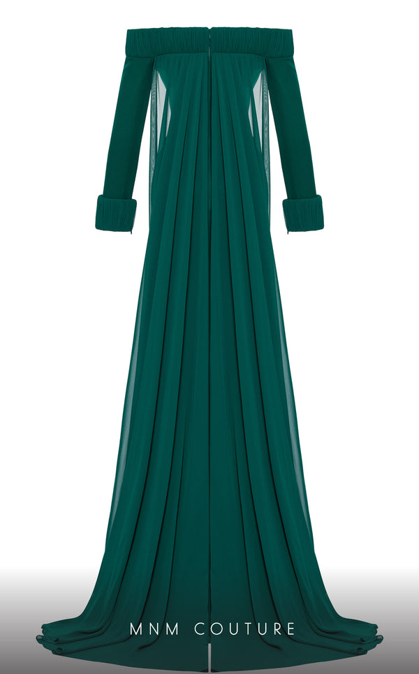 MNM Couture 2793: off-shouldered gown with shifon and draped bust. | Couture Shop LA