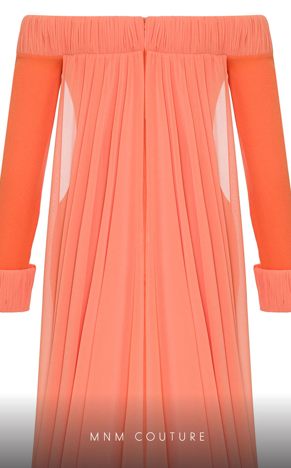 MNM Couture 2793: off-shouldered gown with shifon and draped bust. | Couture Shop LA