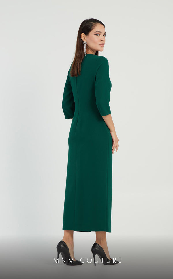 GLAM by MNM Couture DZ8320 3/4 sleeve round neck midi dress with luxe comfort. | Couture Shop LA