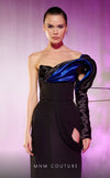 NM Couture E0042: Asymmetrical crepe gown, double-faced satin, draped skirt. Luxury, elegance, fashion-forward. | Couture Shop LA