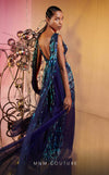 MNM Couture E0044: Embroidered full gown, V-neck, flared skirt. Red carpet ready. | Couture Shop LA