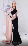 MNM Couture E0072 crepe gown with Grecian neck and draped waist. | Couture Shop LA