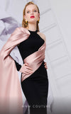 MNM Couture E0072 crepe gown with Grecian neck and draped waist. | Couture Shop LA