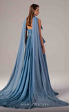 MNM Couture E0096 flared organza gown with pleated corset and long train | Couture Shop LA