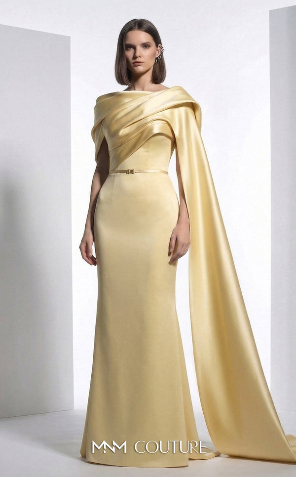 Exclusive pink crepe luxury gala gown with draped neckline MNM Couture E0125