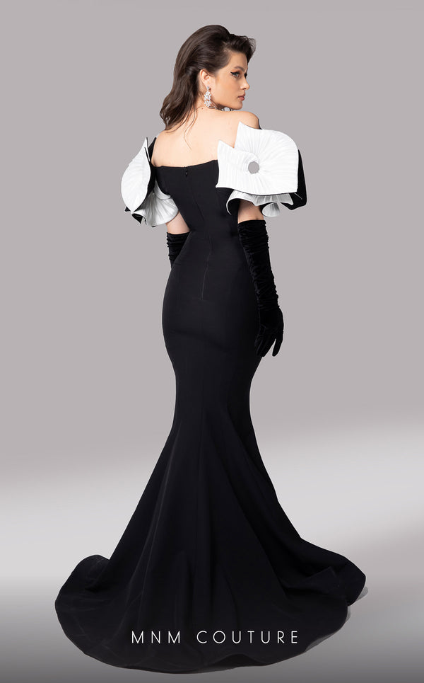 MNM Couture F02820: Organza mermaid gown, two corsets, draped flowers, strapless. Red carpet ready. | Couture Shop LA