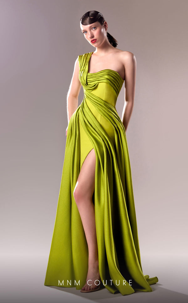 MNM Couture G1606 gown showcasing the beautiful draped design and elegant silhouette. | Couture Shop LA