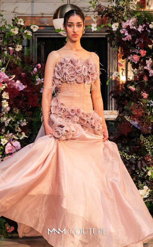 MNM Couture G1737 dress showcasing the enchanting draping and exquisite details. | Couture Shop LA