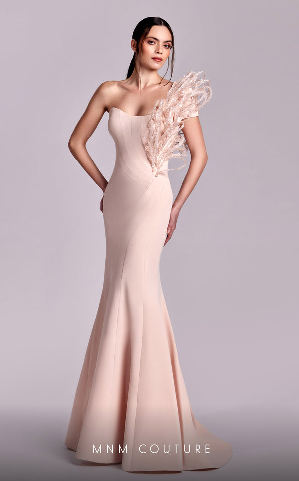 MNM Couture G1821 gown showcasing the mermaid silhouette and intricate lace details. | Couture Shop LA