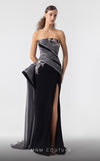 MNM Couture G1938 black and silver gown with ribbed lam� and crystal detailing. | Couture Shop LA