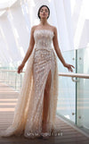 MNM Couture K4126 mesh embroidered column dress with sequins and beads. | Couture Shop LA