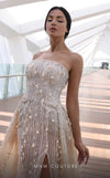 MNM Couture K4126 mesh embroidered column dress with sequins and beads. | Couture Shop LA