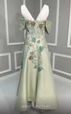 MNM Couture K4217 tea-length dress featuring cap sleeves and beautiful embroidery with sequins and fabric flowers. | Couture Shop LA