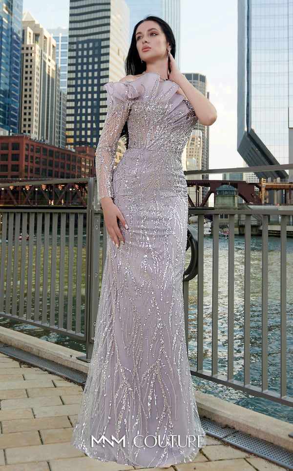 MNM Couture M1114 embroided Tulle� gown with asymmetrical� sweetheart neckline, one-side ruffles, and removable skirt. | Couture Shop LA
