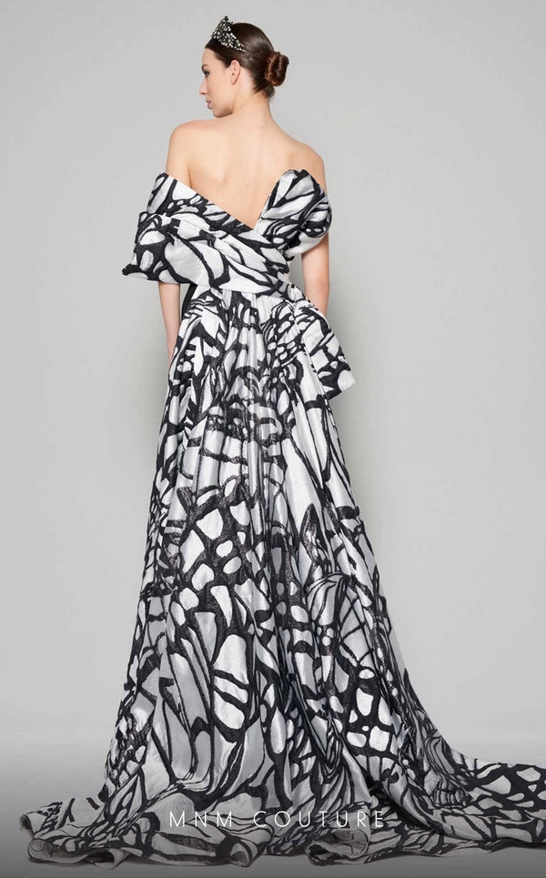 MNM Couture N0395 strapless trumpet gown with pleated back and fitted bodice. | Couture Shop LA