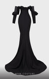 Strapless crepe mermaid gown with belt detail emphasizing the waistline for formal elegance. | Couture Shop LA