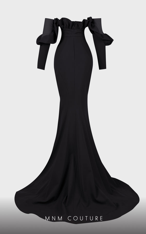 Strapless crepe mermaid gown with belt detail emphasizing the waistline for formal elegance. | Couture Shop LA