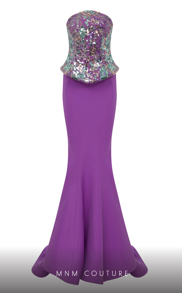 MNM Couture N0616 embroidered mermaid gown with corset. | Couture Shop LA