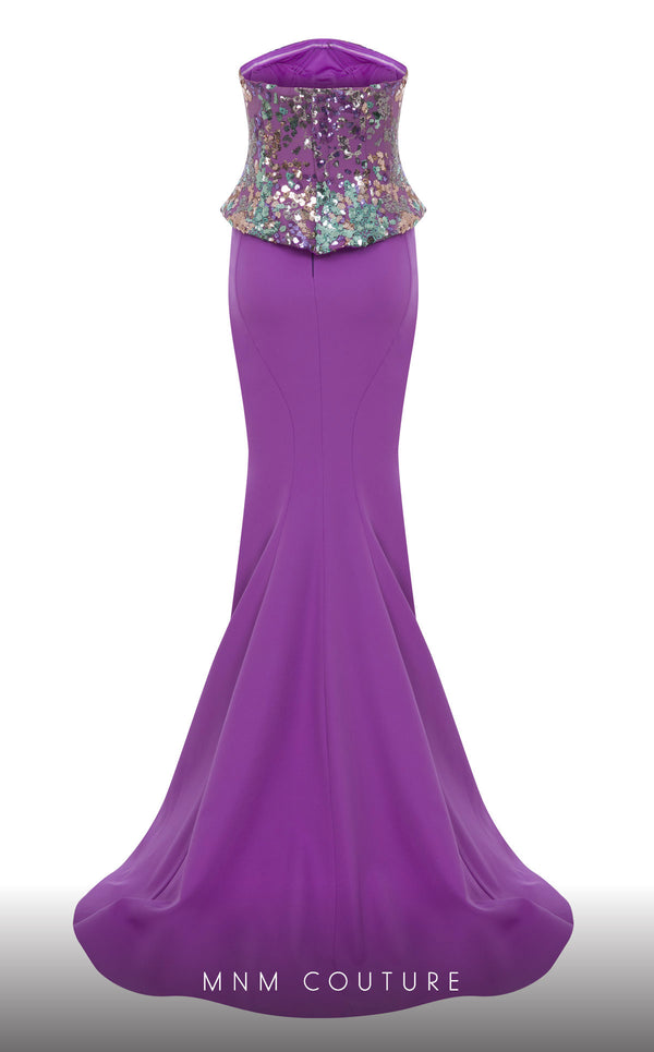 MNM Couture N0616 embroidered mermaid gown with corset. | Couture Shop LA