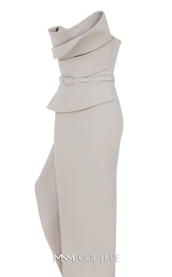 MNM Couture Style N0647 fuchsia rayon crepe column dress with asymmetric sweetheart neckline & long sleek lines. | Couture Shop LA