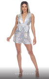 GLAM by MNM Couture R01112 sleeveless sequin romper with striking bow detail. | Couture Shop LA