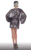 GLAM by MNM Couture R01130 split long sleeve V-neck sequin mini dress with bold elegance. | Couture Shop LA