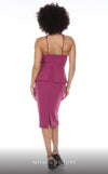 GLAM by MNM Couture R01136 sleeveless halter neck midi dress with peplum skirt. | Couture Shop LA