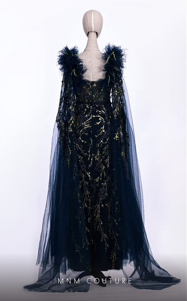 GLAM by MNM Couture S7129 long-sleeve gown with sweetheart neckline and tailored design | Couture Shop LA