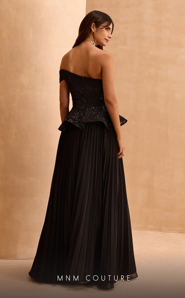 MNM Couture V07282 asymmetric one-shoulder gown with sequins and rhinestones. | Couture Shop LA