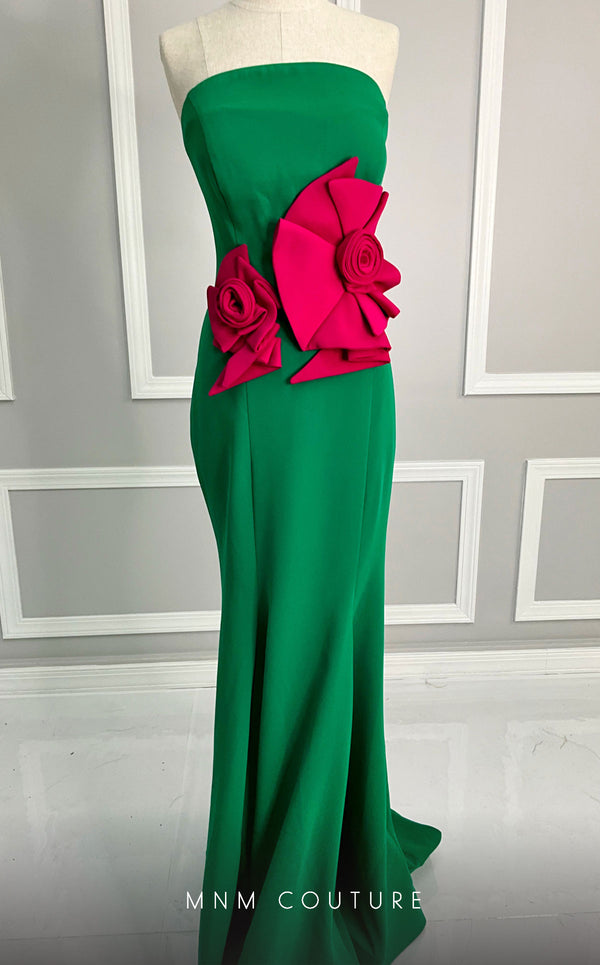 MNM Couture V07456 sleeveless mermaid gown with floral details. | Couture Shop LA