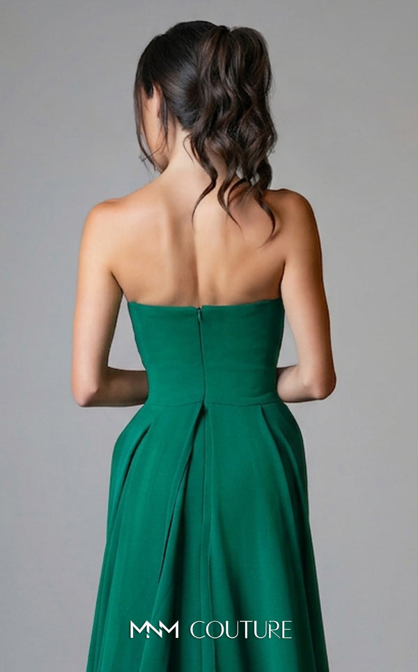 Luxury MNM Couture V07539 asymmetrical embroidered gown with capes. | Couture Shop LA