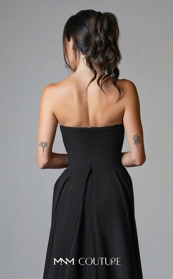 Luxury MNM Couture V07539 asymmetrical embroidered gown with capes. | Couture Shop LA