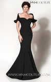 MNM Couture 2144A evening gown with off-shoulder ruffles, slimming bodice, and elegant mermaid hem.| Couture Shop LA