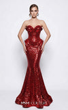 MNM Couture 2263B strapless sequin mermaid gown with sweetheart neckline, draped bust and hip detailing, and small train | Couture Shop LA.
