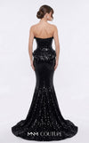 MNM Couture 2263B strapless sequin mermaid gown with sweetheart neckline, draped bust and hip detailing, and small train | Couture Shop LA.