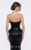 MNM Couture 2263B strapless sequin mermaid gown with sweetheart neckline, draped bust and hip detailing, and small train | Couture Shop LA.