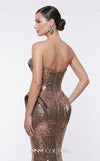 MNM Couture 2263B strapless sequin mermaid gown with sweetheart neckline, draped bust and hip detailing, and small train | Couture Shop LA.