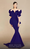 MNM Couture 2328 off-shoulder gown with ruffled details, sweetheart neckline, and flowing mermaid hem.| Couture Shop LA