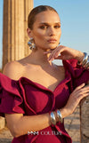 MNM Couture 2328 off-shoulder gown with ruffled details, sweetheart neckline, and flowing mermaid hem.| Couture Shop LA