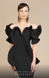 MNM Couture 2328 off-shoulder gown with ruffled details, sweetheart neckline, and flowing mermaid hem.| Couture Shop LA