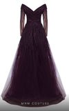 MNM Couture 2490 purple ball gown with beaded V-neckline and sequined accents | Couture Shop LA