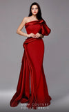 MNM Couture 2722 : Elegant Satin-Crepe One-Shoulder Gown for Modern Grace