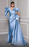 MNM Couture 2726: Fouad Sarkis designer asymmetric column dress with pleated waistline and cape detail. | Couture Shop LA