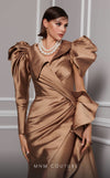 MNM Couture 2726: Fouad Sarkis designer asymmetric column dress with pleated waistline and cape detail. | Couture Shop LA