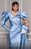 MNM Couture 2726: Fouad Sarkis designer asymmetric column dress with pleated waistline and cape detail. | Couture Shop LA