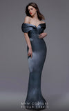 MNM Couture 2729: Elegant off-the-shoulder pleated organza evening dress with sweetheart neckline and column silhouette. Perfect for a mother of the bride. | Couture Shop LA