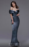 MNM Couture 2729: Elegant off-the-shoulder pleated organza evening dress with sweetheart neckline and column silhouette. Perfect for a mother of the bride. | Couture Shop LA