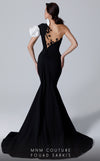 MNM Couture 2736: One-shoulder beaded mermaid evening gown with elegant train and fitted silhouette | Couture Shop LA