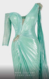MNM Couture 2744: Organza one-shoulder evening gown with cape sleeves and ruched details. | Couture Shop LA