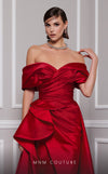 MNM Couture 2747A strapless broquard gown with flared skirt and tail. | Couture Shop LA
